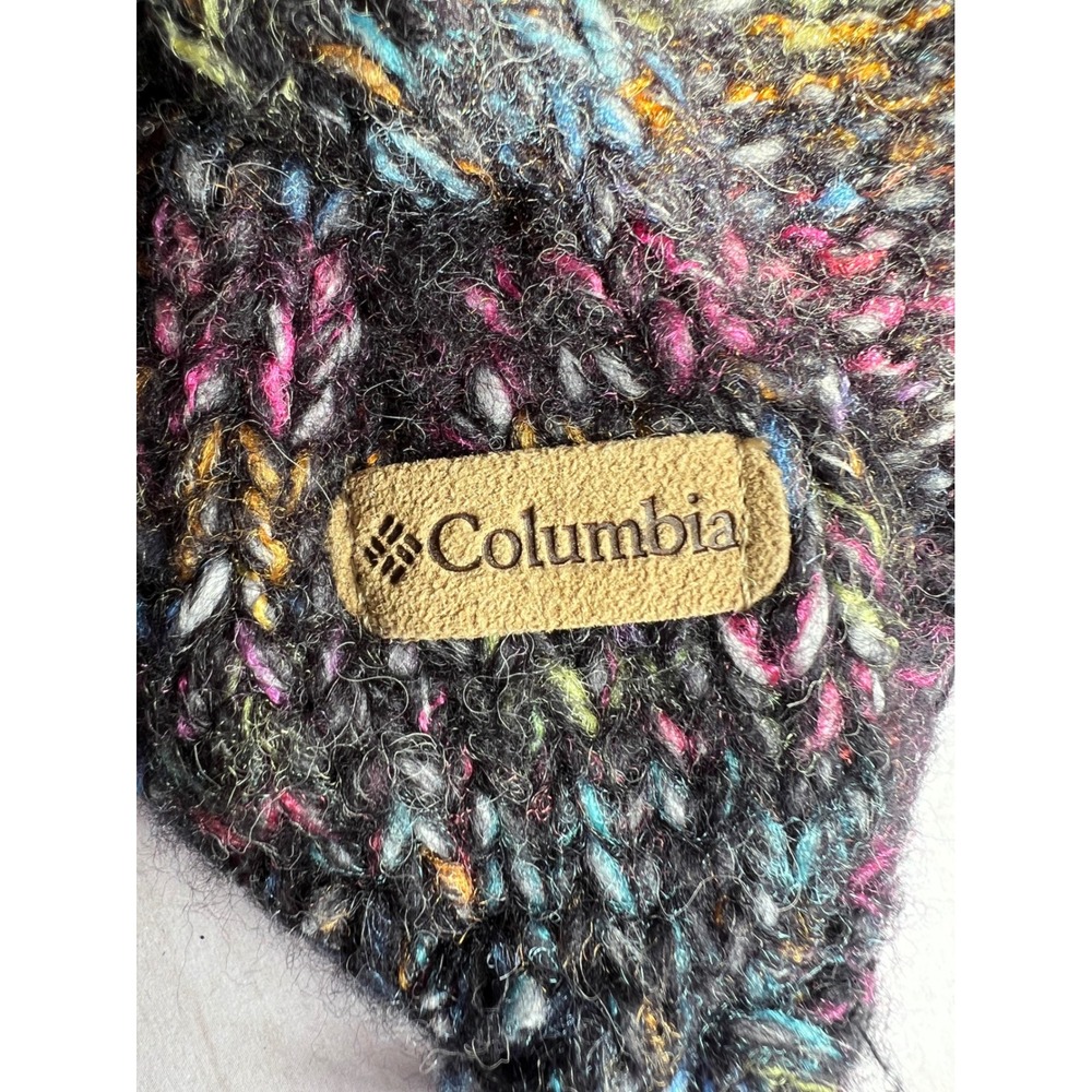 Columbia Womens Trapper Hat Cable Knit Fleece Lined Beanie Multi Color Tassel OS - Picture 2 of 7